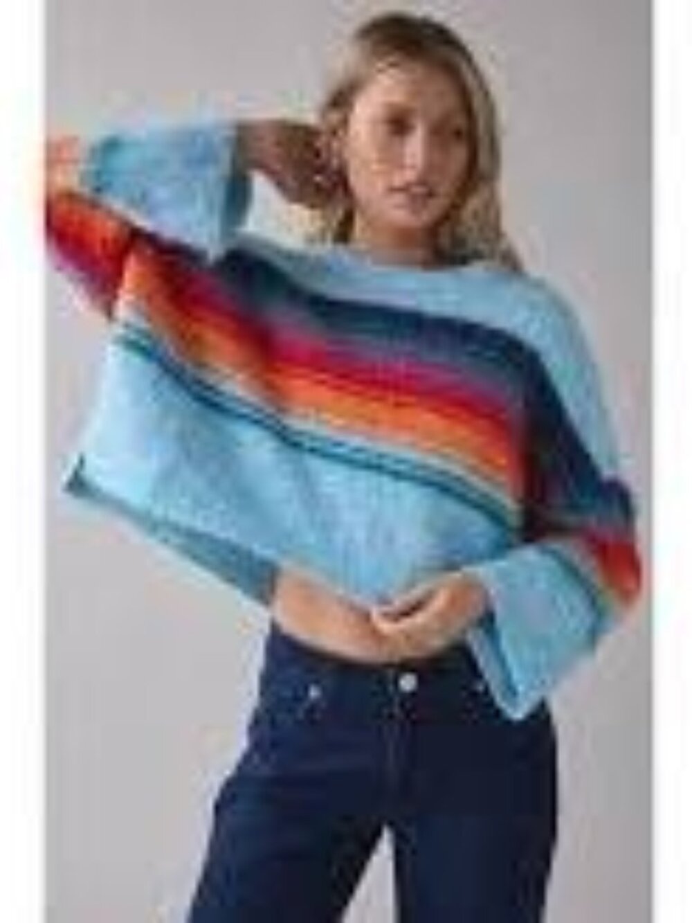 NWT Bailey Brushed Knit Oversized Pullover Sweater In Blue